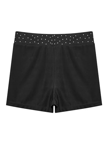 easyforever Kids Girls Shiny Rhinestones Bike Shorts Gymnastics Dance Shorts Athletic Tumbling Running Bottoms3