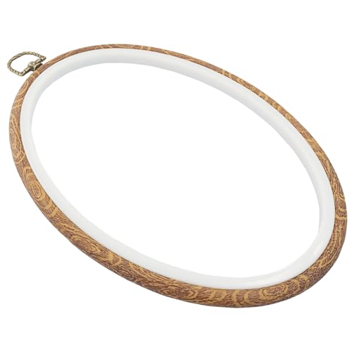 Image of Marvexi 5Pcs Oval Embroidery Hoops 6.3 inchx9 inch, Vintage Cute Faux Wood | Decorative Cross Stitch Hoops, For Christmas Ornaments, Art Craft Sewing