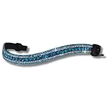 Alice International Englisches Trensenzaum aus Leder mit weich gepolstertem Stirnband, glitzernde Kristallbling, für Dressur und Reiten, Größe M 22