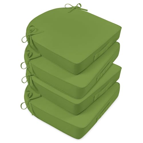 Basic Beyond Outdoor Cushions for Patio Furniture Waterproof Outdoor Chair Cushions Set of 4-19 x 19 x 3 Inch Thick Patio Chair Cushions with Adjustable Ties, Apple Green