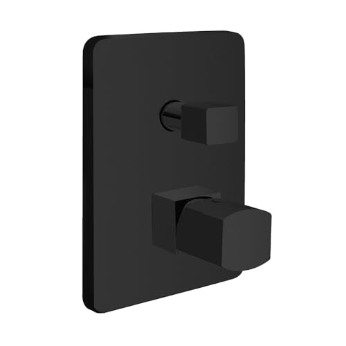 Miscelatore Doccia Incasso Con Deviatore A 2 Vie E Manopola Senza Leva In Ottone Nero Opaco Della Linea Lotus, Completo Di Corpo A Parete