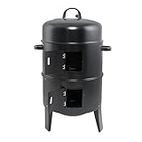 Tengchang 32" Charcoal Smoker BBQ Grill, 3IN1 Outdoor Vertical Smoke Portable Meat Cooker, Black