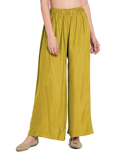 Image of Go Gazab - Stylish Women's Palazzo: Trendy Rayon Solid Color Ethnic Wear Palazzo