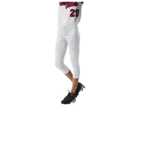 Authentic A4 Sports Shop Girls XS White Low Rise Moisture Wicking Double Knit Softball Pants