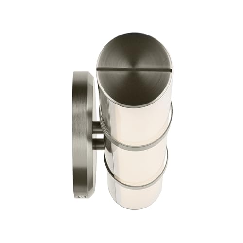 Image of Kichler Rosh 18 inch LED Bathroom Vanity Light Fixture with White Glass in Brushed Nickel, Modern Minimalist Bath Bar for Mirror, Dimmable (18 inch W x 5 inch H), 55187NILED