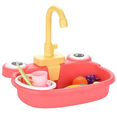 Évier de jeu pour tout-petit avec robinet rotatif et accessoires de cuisine réalistes