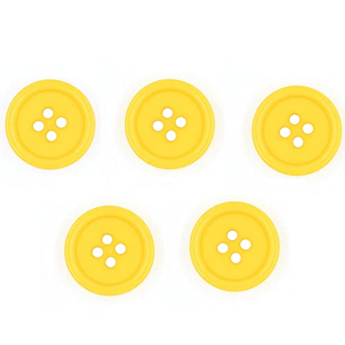 Leekayer 13/16"(20Mm) Resin Plastic Buttons Yellow Color Round Flatback 4 Hole Buttons For Sewing Coat Repair,Button For Diy Crafts Children's Manual Handmade Decoration Ornament Pack Of 100 Pcs #TOP2