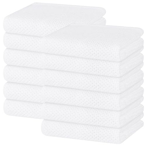 Image of Homaxy 100% Cotton Waffle Weave Kitchen Dish Towels, Ultra Soft Absorbent Quick Drying Cleaning Towel, 13 x 28 Inches, 12-Pack, White