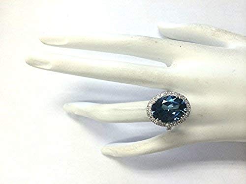 Lzz Fashion Lady London Blue Topaz Gemstone Ring Cubic Zirconia 925 Sterling Silver Ring Oval Cut Single Stone Ring Bridal Jewelry Size 6-10 (US Code 8)4