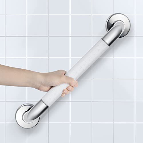 Poignée Baignoire de Sécurité Blanche, Barre D'Appui Antidérapant de Salle de Bain en Acier Inox Murale, avec Lumière Fluorescente, pour Salle de Bains WC Manche pour Enfants Personnes Agées (46CM) Cover
