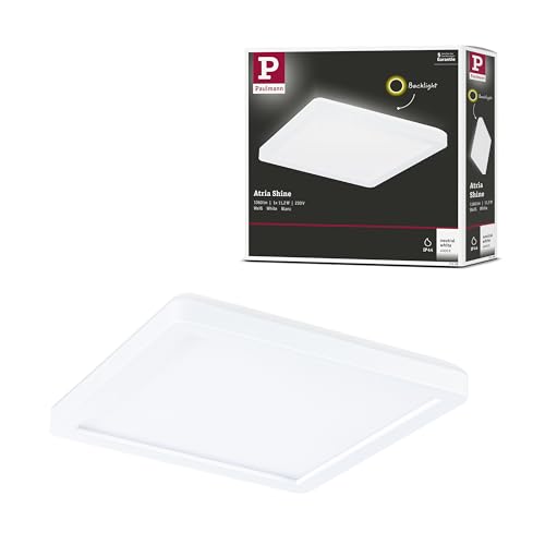 Paulmann 71158 LED Panel Atria Shine Backlight IP44 eckig 190x190mm 11,2W 900lm 4000K Weiß Deckenleuchte