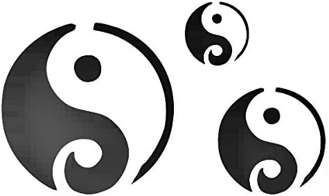 Yin & Yang 4" 2.5" 1.5" Reusable Sturdy Stencil Clear Custom Cut Plastic Sheet Template Cutout Sign DIY Supplies for Airbrush Painting Drawing 1-5x8 inch