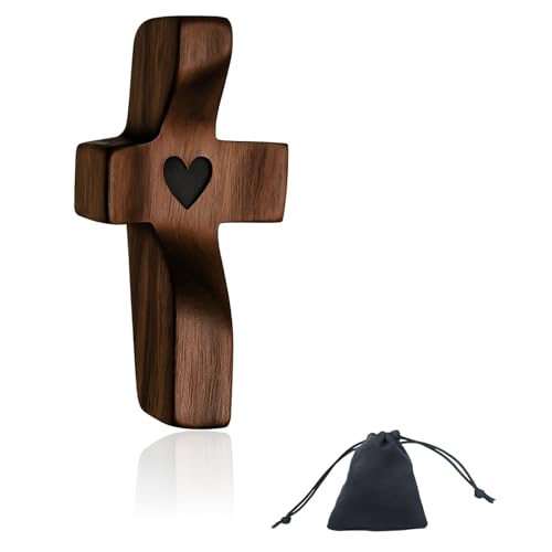 LAIDROC Wooden Cross Fidget, Small Wood Crosses Encouragement Gift Prayer Wooden Cross Christian Gift for Children and Adults (1)
