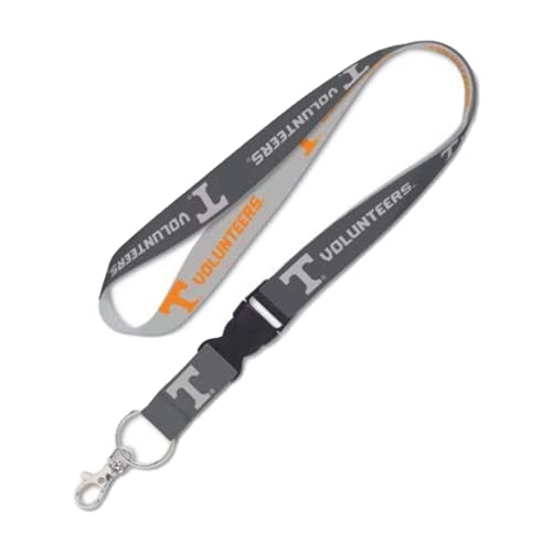Cordon de cou large 2,5 cm Tennessee Volunteers avec boucle détachable rapide gris