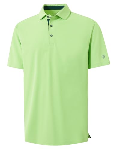 M MAELREG Mens Pique Polo Shirts Short Sleeve Performance Moisture Wicking Quick Dry Casual Golf Shirts for Men Turquoise Green