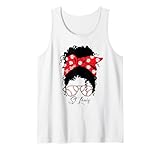 St. Louis Messy Bun Baseball Fan Souvenir I Love St. Louis Tank Top