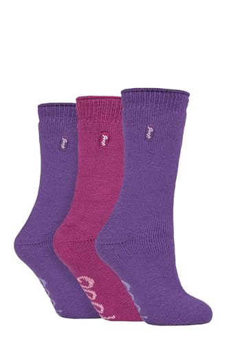 Image of Jeep Ladies Thermal Boot Socks - 'Renegade' 2.3 TOG Warm, Cushioned, Chunky for Outdoor Walking in Winter Size 4-8 3 Pair Multipack Violet Cerise