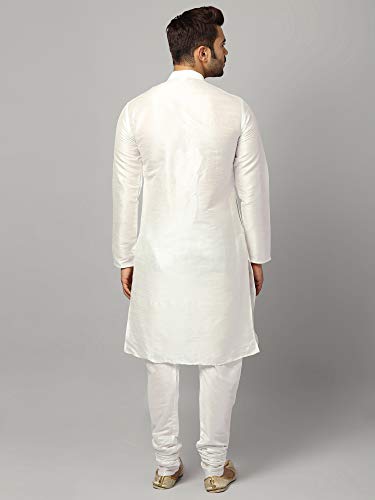 Image of Uri and MacKenzie Banarasi Dupion Silk Solid Kurta Churidar Pyjama Set for Men