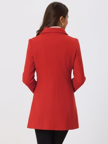 Allegra K Women's Peter Pan Collar Double Breasted Winter Long Trench Pea Coat