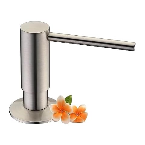 Kitchen Soap Dispenser, Brushed Nickel Soap Dispenser for Kitchen Sink, Solid Brass Dishwasher Dispenser for Kitchen Sink, in Kitchen Sink Soap Dispenser with Large Bottle Cover