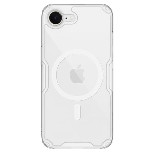 Image of Nillkin Case for Apple iPhone 16E / 17E (6.1 inch Inch) Nature TPU Pro Magnetic Works with Magsafe Charger Hard Borders + PC Back & Impact Resist Edges Soft Flexible White Color
