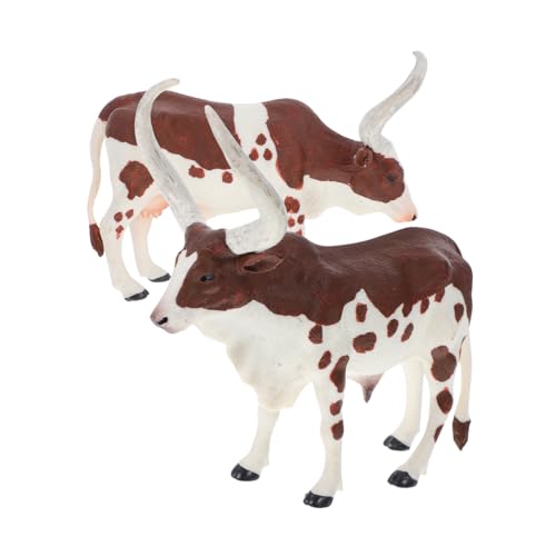 Toyvian 2 Piezas Figuras de Toro Realistas Modelos de Ganado Sólidos de Plástico para Decoración Hogar y Oficina Adornos Simulados para Paisajes Miniatura y Juguetes Educativos