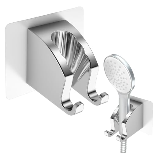 Soporte Cabezal de Ducha, Soporte Ducha Universal, Ajustable Sujeta Alcachofa Ducha, Soporte de Ducha Giratorio 360°, Fuerza Súper Adhesiva, Barra Ducha para Accesorios de Baño