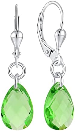 JO WISDOM Women Earrings,925 Sterling Silver Teardrop Leverback Dangle & Drop Earrings with 3A Cubic Zirconia