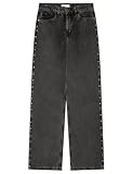 VAQUEROS CON TACHUELAS Springfield Wide Leg Jeans with Studs, Black, 44 para Mujer