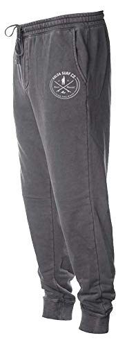 Koloa Surf Company Mens Looking for Waves Logo Pigment Dyed Fleece Sweatpants-L-Black/w