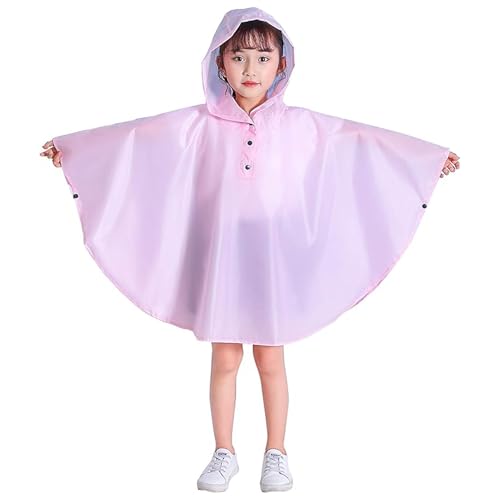 Gaga city Regencape Kinder, Unisex Kinder Regenponcho Faltbar Regenjacke Hell-Pink/L