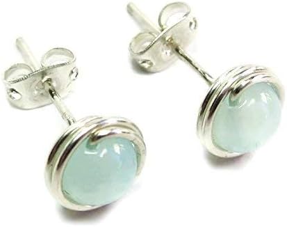 Aqua-blue Chalcedony and Sterling Silver Post Earrings