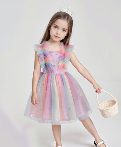 AGQT Girls Birthday Party Dress Polka Dots Sequin Star-Light Princess Tulle Wedding Pageant Evening Gown 3-10 Years2