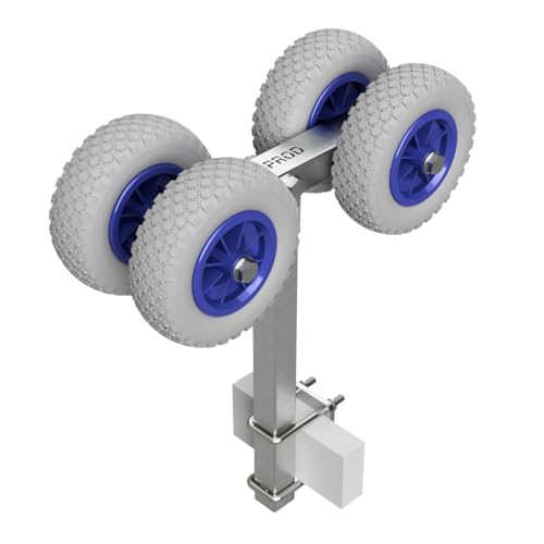 Adatto all'acqua di mare SUPROD 4 Volte Rotoli Carrello per Il Lancio delle Barche rimorchio de Barca Pneumatici in PU RKSPUR-4-PU, Ø 200 mm, Grigio/Blu