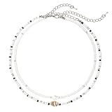 RICUHJIAJU Collar de Concha Marina para Mujer, Collar Conchas, Gargantilla de Concha Diseño Bohemio, Collares Mujer Verano accesorio de Playa para Vacaciones y Look Veraniego (2 pcs-A)