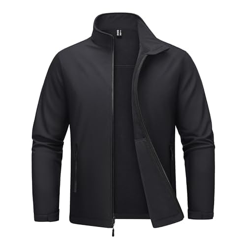 MAGCOMSEN Men’s Fleece Lined Softshell Jacket Waterproof Windbreaker Rain Jacket for Tactical Hiking