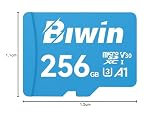Biwin MS100 Micro SDXC Card 256GB, karta pamięci MicroSD UHS-I, 4K UHD A1 V30 U3 Class 10, prędkość odczytu do 100 MB/s dla smartfonów, tabletów, domowych kamer bezpieczeństwa i kamer samochodowych