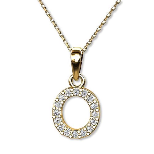 LillyMarie Goldene Buchstabenkette Mit Zirkonia Anhänger Aus 333er Gold...