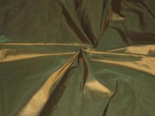 Taffetas en soie vert kaki TAF58 tissu haute couture 137cm