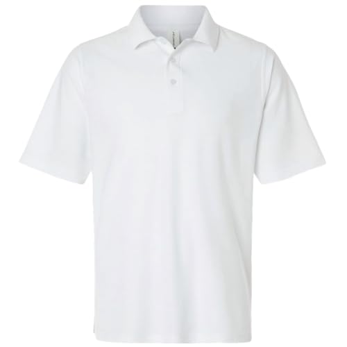 Fourcast Men's Cotton Blend Pique Polo Shirt Short Sleeve, White, Large
