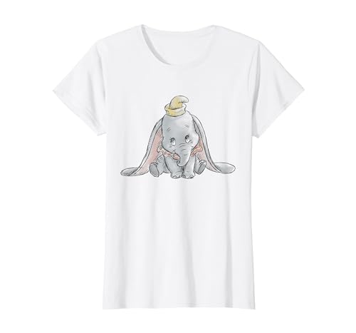 Disney Classic Dumbo Baby Elephant T-Shirt, Femme, Blanc, M
