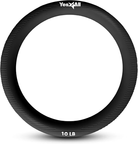 Yes4All Power Ring 10lbs, Weight Ring, Weighted Circle, Kettlebell for Yoga Exercise, Aerobics, Home Fitness, Core Training - Black