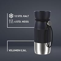 Emsa beYou Cup Mug Isolier-Trinkbecher, 0,36 Liter, aromatischer Trinkgenuss, 100% dicht, spülmaschinengeeignet, für unterwegs, draußen, Büro, mit Trageband, Schwarz, N2191300 – Ansicht 4
