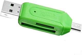 Micro USB2.0 Card Reader 2 in 1OTG Adapter Micro Portable Memory Card Reader for SD, Micro SD, SDXC, SDHC, Micro SDHC, Micro SDXC(Green)