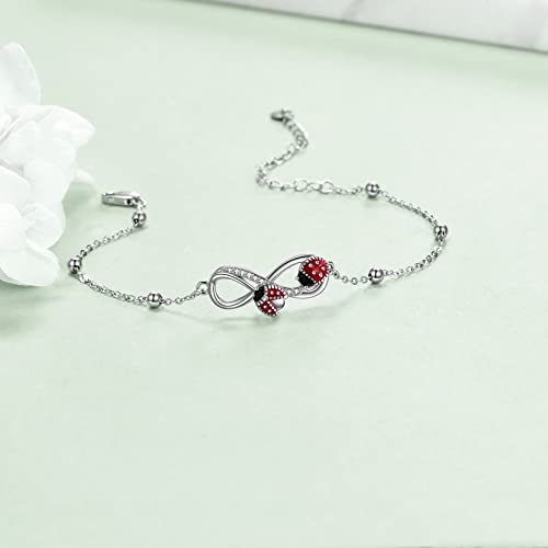 Image of POPLYKE Ladybug /Dragonfly /Bee /Paw Bracelet for Women Sterling SIlver Bracelet /Anklet Jewelry Gift for Women