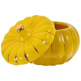 SHOWERORO Cuenco de Cerámica con Forma de Calabaza 4.5 Pulgadas con Tapa, Tazón para Sopa y Postres, Apto para Cocinar al Vapor y Hornear, Accesorio de Cocina Decorativo para Halloween