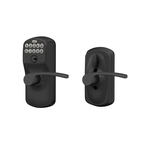 SCHLAGE Electronic Keypad Lock, Lever Handle, Plymouth Trim, Matte Black - image 8