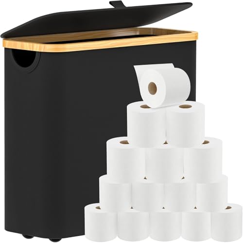 Almacenaje Papel Higienico, Guarda Rollos Papel Higienico, Cesta Papel Higienico de Bambú, Almacenamiento Papel Higiénico, Cesta Almacenaje, Organizador Papel Higienico, Organizador de Accesorios Baño