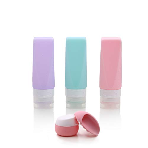 Preisvergleich Produktbild Silikon ReiseFlaschen Setauslaufsichere Silikon nachfüllbare Reiseflaschen für Handgepäck Kosmetik,mit Kulturbeutel, TSA für Flugzeug,Auslaufsicher Container für Shampoo, Lotion, Conditioner, Duschgel
