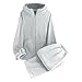 Women Winter Pajama Sets Fashion Casual Oversized Sweatsuits Sets Fuzzy Hooded Zip Coat and Wide Pants 2 PC Housecoat